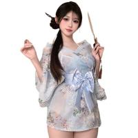 Sexy Plus Size Japanese Kimono Sleepwear Set - Flirty Lingerie Outfit for Bedroom Romance & Role Play thumbnail