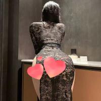 Sexy Plus Size Lingerie Set - Sheer Lace Retro Cheongsam Bodycon Outfit, Busty Air Hostess Costume thumbnail