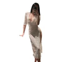 Sexy Plus Size Lingerie Set - Sheer Lace Retro Cheongsam Bodycon Outfit, Busty Air Hostess Costume thumbnail