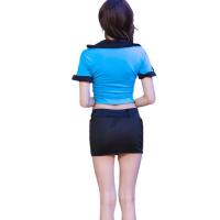 Sexy Police & Flight Attendant Costume Set for Women - Revealing Crop Top Skirt Outfit with High-Waisted Bodycon Design thumbnail