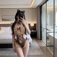 Sexy Pure & Tempting Maid Costume for Women - Soft Kawaii Lingerie with Bow & Ties, No-Undress Design thumbnail