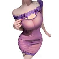 Sexy Purple Lace Pencil Skirt Nightgown - Sultry Sheer Sleepwear Set for Women, Plus Size Tempting Lingerie thumbnail