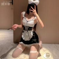Sexy QQ Style Lingerie Set - Cute Maid Costume for Small Bust, No-Remove Bedroom Outfit, Pure & Tempting Look thumbnail