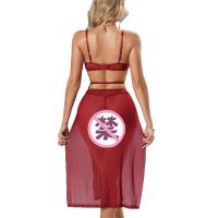 Sexy Red Mesh Sleep Dress for Women – Sheer Lace Camisole Nightgown with Side Slits & Adjustable Straps thumbnail