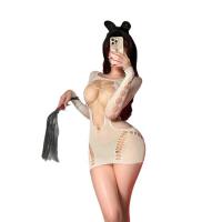 Sexy Ripped Sheer Mesh Bodysuit - Provocative Cut-Out Lace Thong Top, No-Remove Intimate Outfit thumbnail