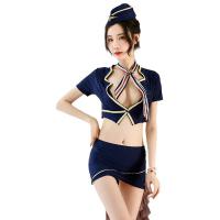 Sexy Role Play Costume Set - Air Hostess & Office Secretary Outfit with Bodycon Skirt, Adult Lingerie Ensemble thumbnail
