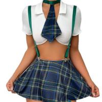 Sexy Role Play Lingerie Set -Europe and America-Style Sheer Mesh JK Uniform Costume for Adults thumbnail