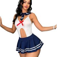 Sexy Sailor Costume Lingerie Set - Cute & Seductive Hollow Uniform Role Play Outfit for Women thumbnail