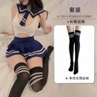 Sexy Sailor Schoolgirl Costume Set - Sheer Lingerie Role Play Outfit for Women thumbnail