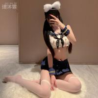 Sexy Sailor Uniform Set for Small Bust - Cute Schoolgirl Pleated Skirt & Top, No-Remove Lingerie Outfit thumbnail