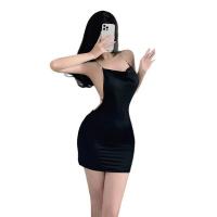 Sexy Satin Slip Nightgown - Shiny Silver Thread Lingerie for Role Play & Nightclub Outfits thumbnail