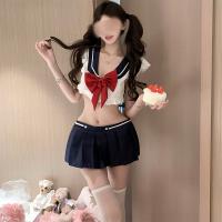 Sexy Schoolgirl Costume Set - Short Skirt JK Uniform Sleepwear, Sailing Outfit for Adults, Pure & Tempting Lingerie thumbnail