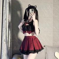 Sexy Schoolgirl JK Sleepwear Set - Cute Pure-Temptation Short Skirt Lingerie for Small Bust Enhancement thumbnail