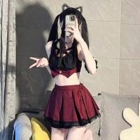 Sexy Schoolgirl JK Sleepwear Set - Cute Pure-Temptation Short Skirt Lingerie for Small Bust Enhancement thumbnail