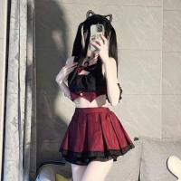 Sexy Schoolgirl JK Sleepwear Set - Cute Pure-Temptation Short Skirt Lingerie for Small Bust Enhancement thumbnail