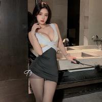 Sexy Secretary Costume Lingerie Set - Pure & Tempting Role Play Outfit for Women thumbnail