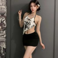Sexy Secretary Outfit for Women - Halter Bodycon Skirt Set with Crop Top & Abstinence-Inspired Lingerie Ensemble thumbnail