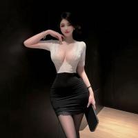Sexy Secretary Pencil Skirt Set - Busty Office Chic Outfit, Seductive Busty Workwear Costume for Women thumbnail