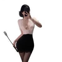 Sexy Secretary Pencil Skirt Set - Busty Office Chic Outfit, Seductive Busty Workwear Costume for Women thumbnail