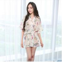 Sexy Sheer Chiffon Robe Sleepwear Set – Japanese-Inspired Lingerie Nightwear for Women thumbnail