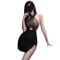 Sexy Sheer Halter Bodycon Secretarial Dress - Seductive No-Remove Sleepwear Set for Women thumbnail