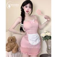 Sexy Sheer Japanese Maid Costume Dress with Apron - Cute Cosplay Outfit for Women thumbnail