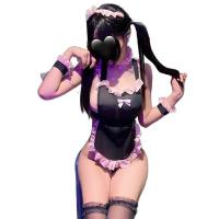 Sexy Sheer Lace Backless Apron Costume Set for Role Play & Cosplay Outfits thumbnail
