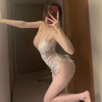 Sexy Sheer Lace Bodysuit with Built-in Pads - Seductive Open-Crotch Sleepwear for Women, Naughty Lingerie Set thumbnail