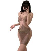 Sexy Sheer Lace Halter Mini Dress for Women – Sparkling Nightclub Outfit, Provocative Costume Dress, Alluring Party Wear thumbnail