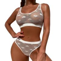 Sexy Sheer Lace Heart Print Lingerie Set – Trendy US/EU Two-Piece Mesh Intimates for Women thumbnail