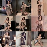 Sexy Sheer Mesh Lingerie Set for Small Bust - Open-Crotch Transparent Sleepwear & Provocative Costume Outfit thumbnail