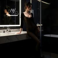 Sexy Sheer Open-Crotch Bodysuit for Women – Transparent Lingerie Outfit, Seductive Costume Set thumbnail