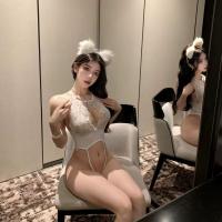 Sexy Sheer Sleepwear Bodysuit for Small Bust Women - Seductive Bedtime Lingerie, No-Remove Transparent Nightwear thumbnail