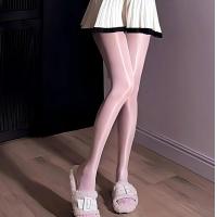 Sexy Shiny Black Stockings for Women - Oil-Sheen Open-Crotch Lingerie, Tear-Away Sensual Costume Tights thumbnail