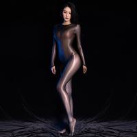 Sexy Shiny Bodysuit with Sheer Mesh & Built-in Penis Sleeve - Ultra-Thin Seductive Open-Crotch Full-Body Lingerie thumbnail
