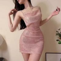 Sexy Shiny Nightclub Lingerie Sleep Dress - Sheer Backless Provocative Sleepwear Set, No-Remove Design thumbnail