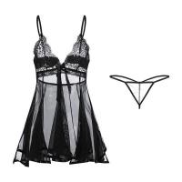Sexy Sleepwear Set for Women - Seductive Lace Cami & Matching Briefs, Hot Bedroom Lingerie Outfit thumbnail