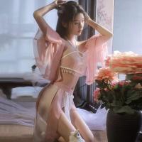Sexy Small-Bust Chinese Style Lingerie Set - Hanfu-Inspired Sleepwear with Open-Crotch Design for Intimate Moments thumbnail