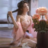 Sexy Small-Bust Chinese Style Lingerie Set - Hanfu-Inspired Sleepwear with Open-Crotch Design for Intimate Moments thumbnail