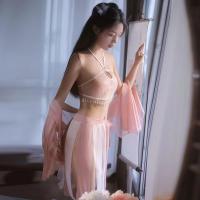 Sexy Small-Bust Chinese Style Lingerie Set - Hanfu-Inspired Sleepwear with Open-Crotch Design for Intimate Moments thumbnail