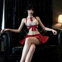 Sexy Student-Style Pleated Mini Skirt Set - Cute JK Uniform Lingerie with Bells for Small Bust thumbnail