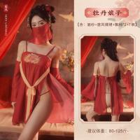 Sexy Tang Dynasty Sleepwear Set – Silk Hanfu-Inspired Sheer Robe & Belly-Dance Style Dudou Nightgown thumbnail