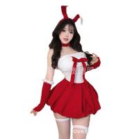 Sexy Velvet Christmas Costume for Women - Red Holiday Lingerie Set with Dreamy New Year Role Play Outfit thumbnail