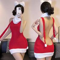 Sexy New Year Christmas Costume Lingerie Velvet Nightgown Role Play Outfit Set thumbnail