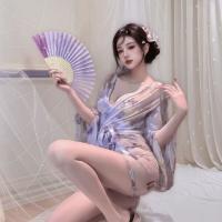 Sheer Kimono-Style Lace Robe for Women – Seductive Butterfly Print Sleepwear, Peek-a-Boo Braless Design thumbnail