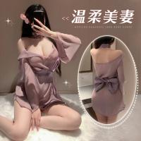 Shimeisha Elegant Kimono-Style Sleep Dress - Wide Sleeve Seductive Lingerie for Women, Pure & Tempting Look thumbnail