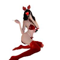 Shimeisha Sexy Lingerie Set - Red Passion Bikini Thong Outfit for Christmas, New Year & Halloween thumbnail