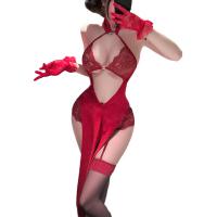 Premium Silk-Look Lace Flagpole Sleepwear Set - Seductive & Elegant No-Remove Lingerie for Women thumbnail