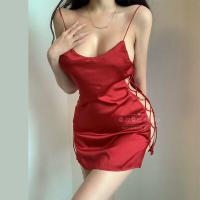 Silky Sexy Lace Sleep Dress with Side Cutouts & Tie Details - Busty Pure Temptation Nightwear thumbnail