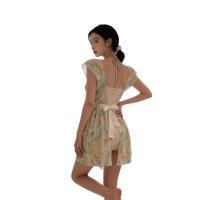 Su Shi Sexy Deep V Floral Lingerie Dress - Sheer Mesh Seductive Nightwear for Women thumbnail